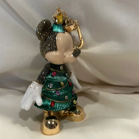 DISNEY X BAUBLEBAR Mickey Mouse Christmas Tree Crystal Bag Charm NWT Keychain - Picture 5 of 10